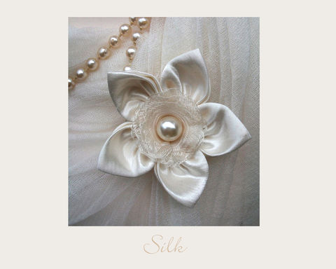 White,Silk,Brooch,brooch,silk,wedding,hemp,ethical brooch,wedding accessory, bobbies boutique