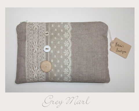 Grey,Marl,Make,up,Purse,organic cotton,make up purse,ethical,eco,shabby chic