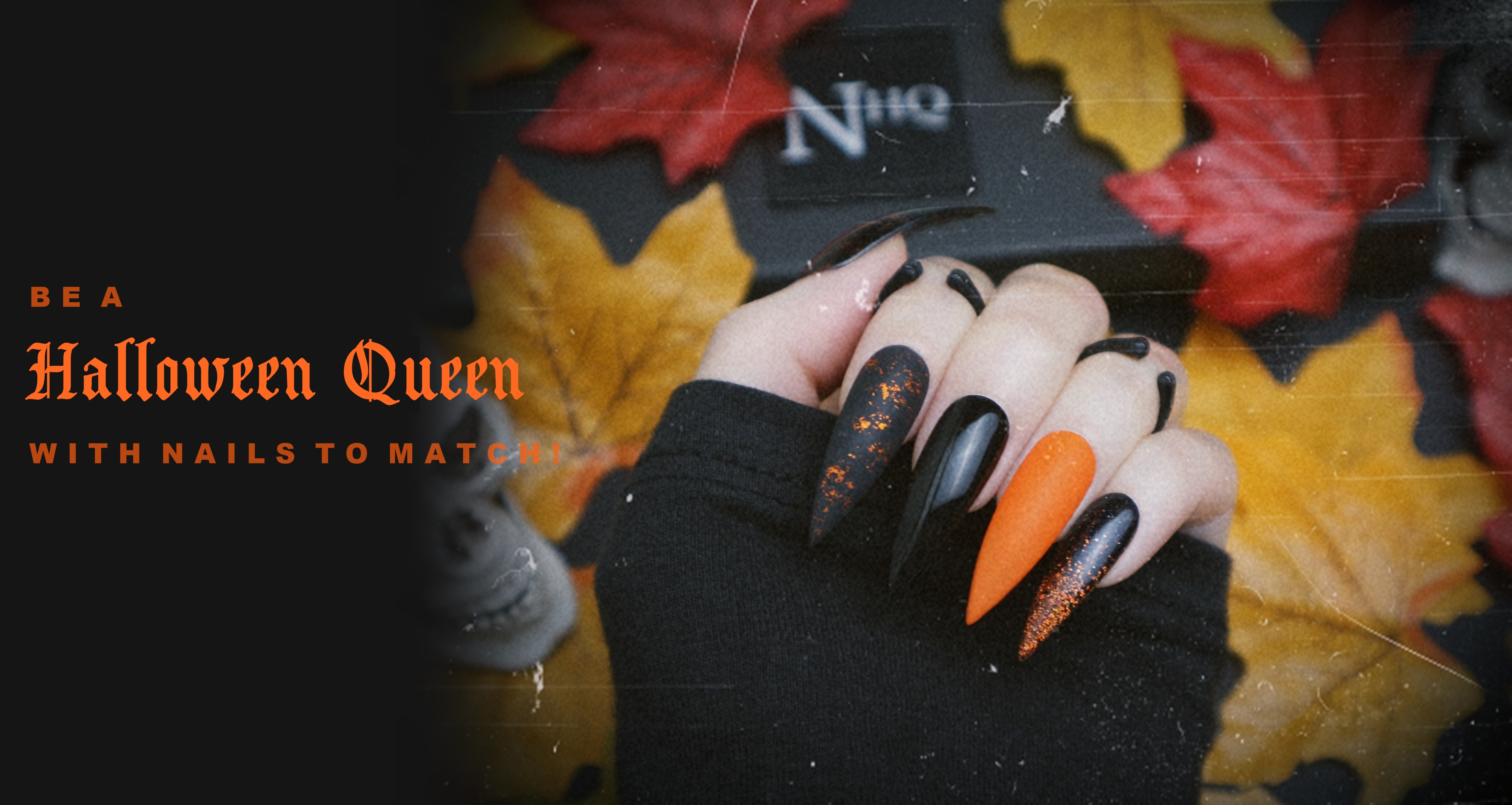 luxury press on nails, spooky season nails