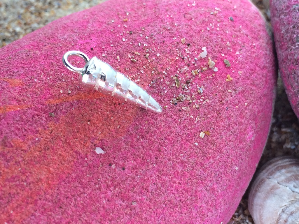Silverbean silver spiral shell charm