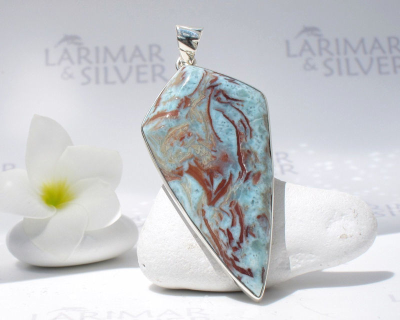 SOLD OUT Larimarandsilver pendant, Art of Gaia "cave painting" look