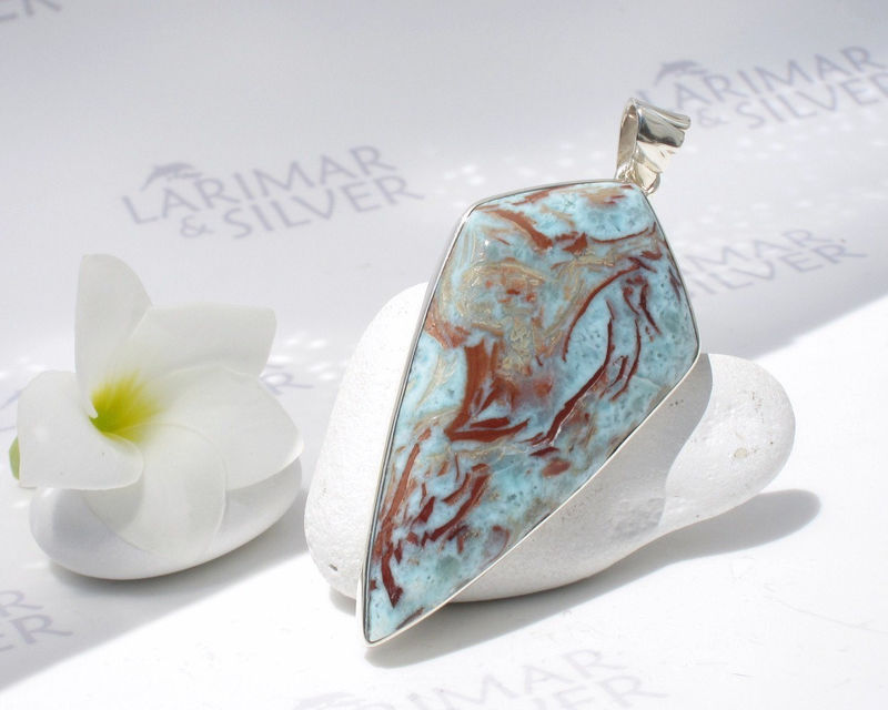 SOLD OUT Larimarandsilver pendant, Art of Gaia "cave painting" look