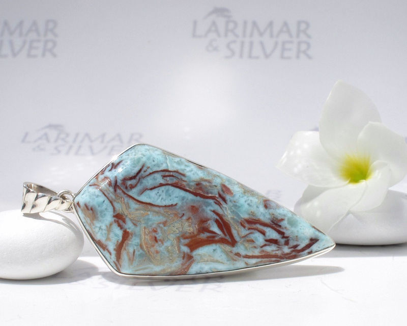 SOLD OUT Larimarandsilver pendant, Art of Gaia "cave painting" look