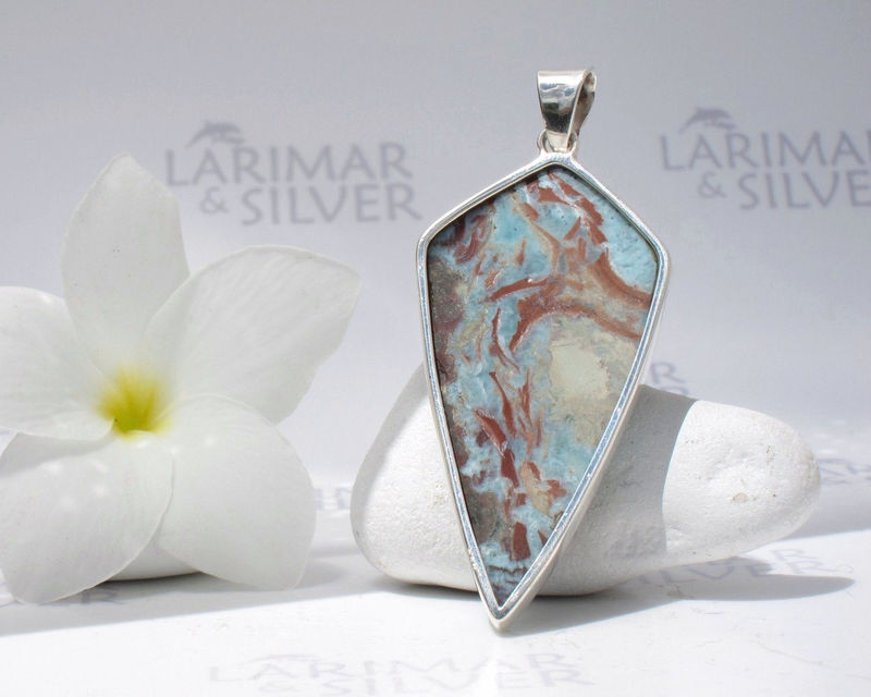 SOLD OUT Larimarandsilver pendant, Art of Gaia "cave painting" look