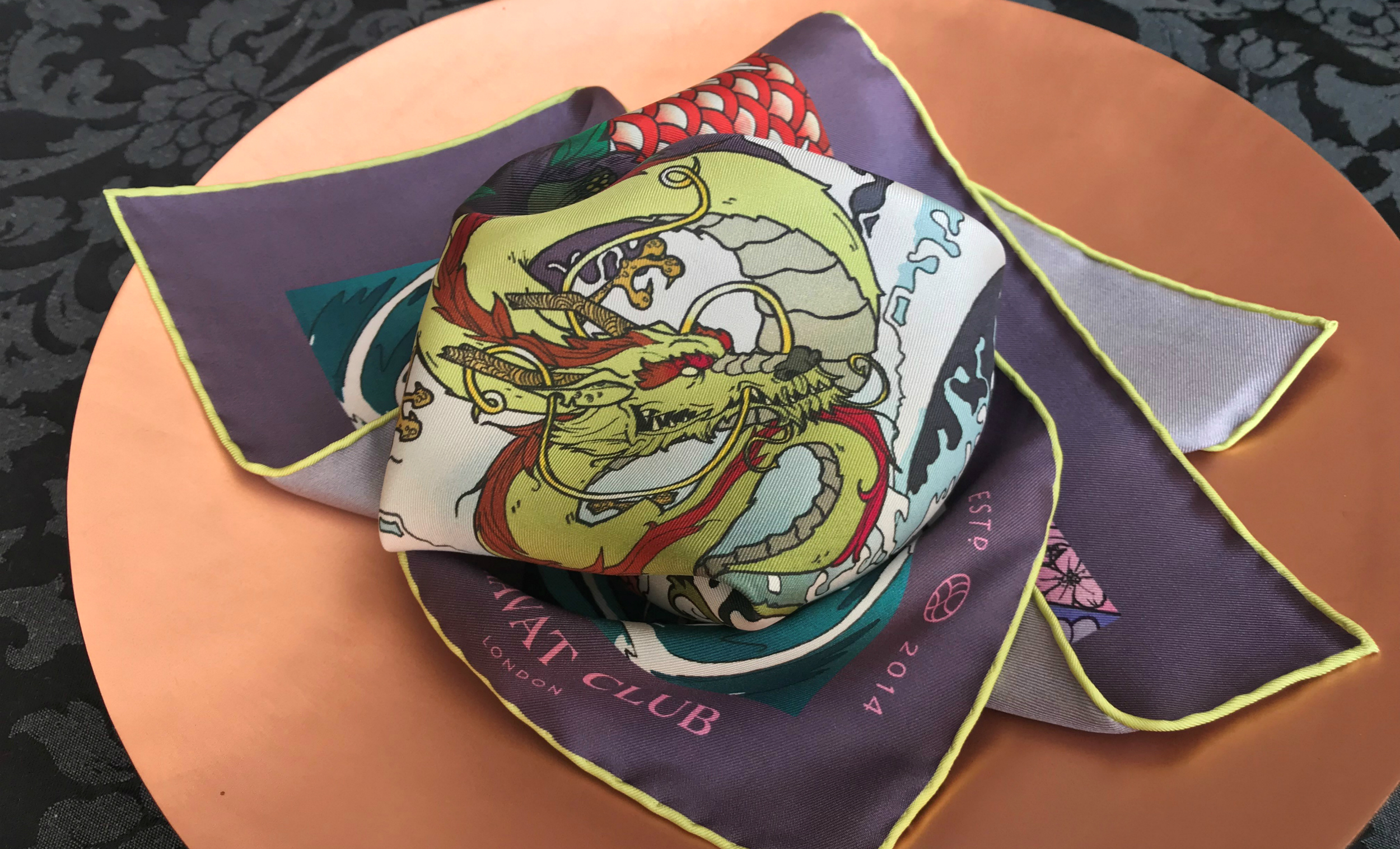 Cravat Club Aranami Japanese Dragon Silk Pocket Square