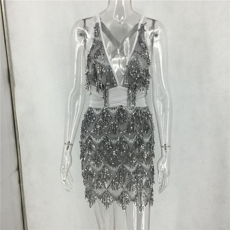 Dream Grey Sequin Tassel Dress - Queen 