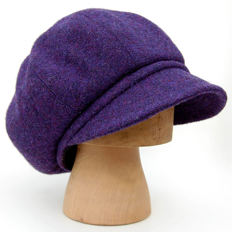 Purple Harris tweed baker-boy cap, ZUT grand-ami - ZUT hats