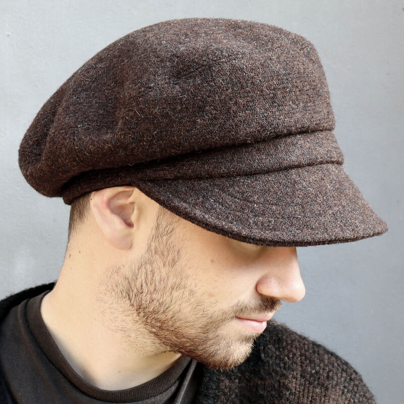 Handmade brown Harris Tweed captains cap - ZUTmaud - ZUT hats