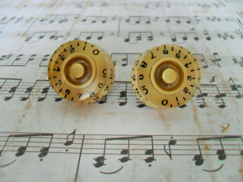 Gold Gibson GUITAR KNOB Cufflinks / Unique Gift for Him / Musician Gift / Upcycled / Reworked Vintage / Rock Star Gift / Gift boxed - product image