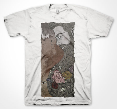 Bearded,Man,beard, man, flowers, art, painting, charlotte, gittins, yorkshire, yorkshiretee, tee, tshirt, graphic tee