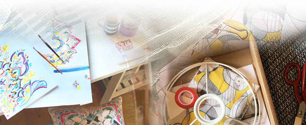 workshop painting drawing illustration lampshade handmade sewing