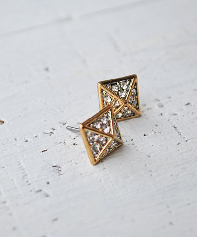 Pyramid,Studs,pyramid, earrings, rhinetsone