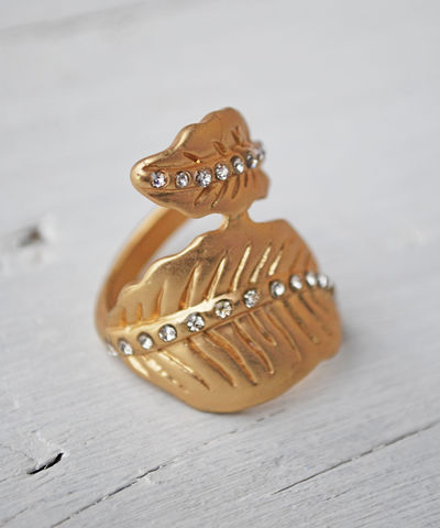 Diamond,Leaf,Ring,leaf ring, gold, rhinestone