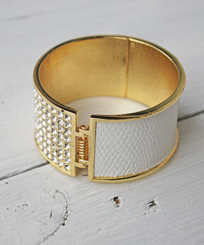 Frosty,Bangle,diamond, leather, black, white, bracelet, bangle