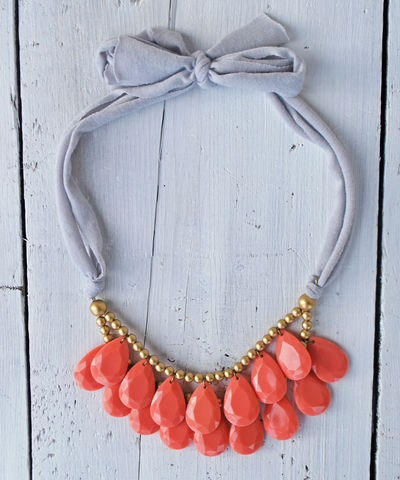 Tiny,Droplets,briolette, anthropologie necklace, coral, bib necklace, blue
