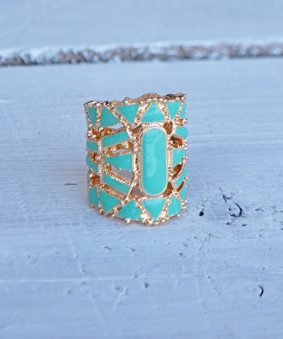 Tres,Chic,Ring,ring, ivory, cream, teal