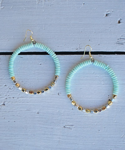 Sunset,Hoops,hoops, teal, navy, mint, earrings