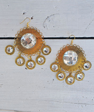 Pacific,Moon,Earrings,rhinestone, sunburst, earrings, dangle, chandelier