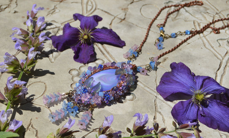 Lavender Fairy Necklace Purple and Blue Lavender Necklace Wire
