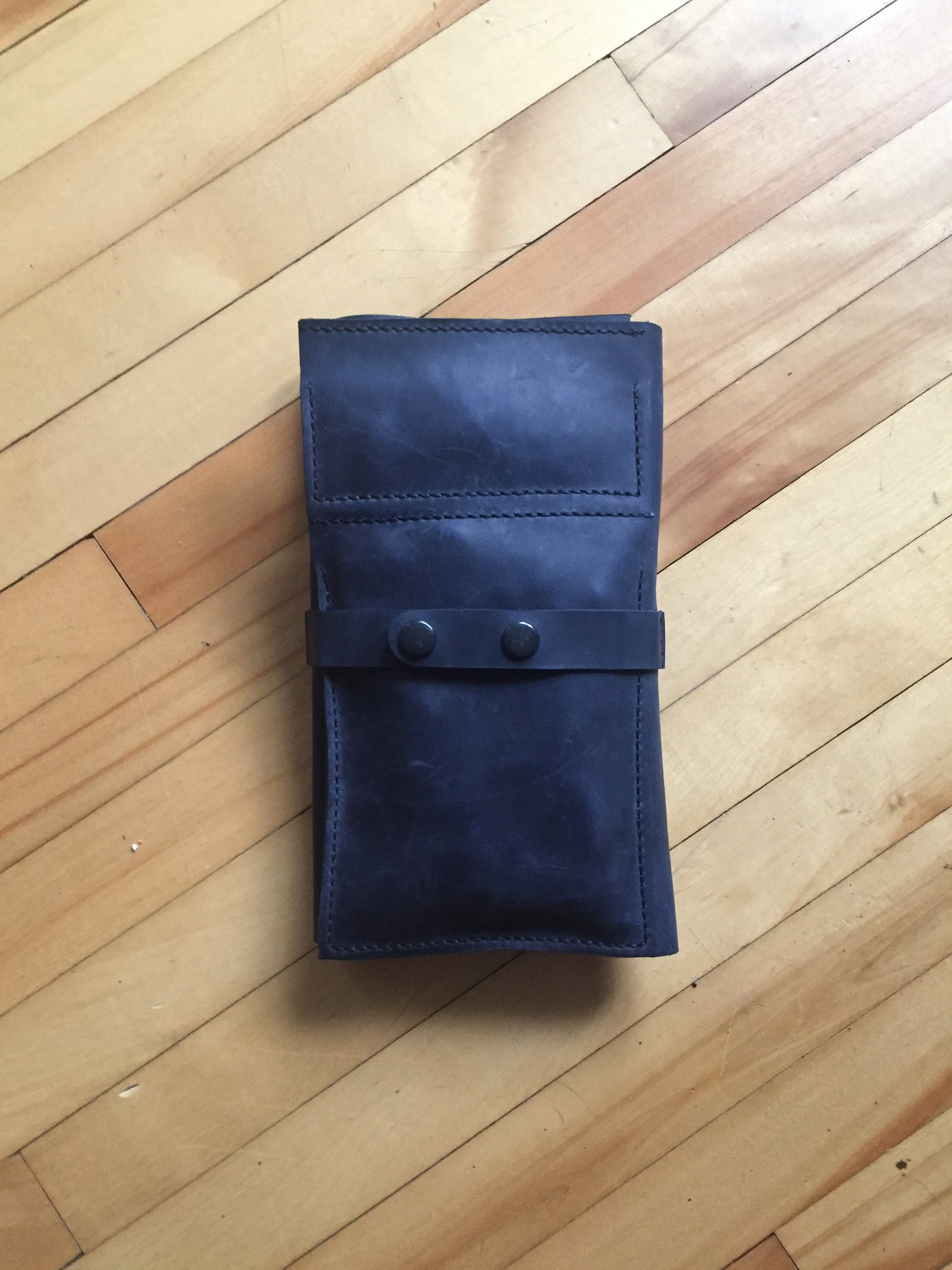 leather knitting needle case black