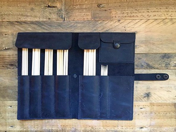 Custom leather knitting needles cases