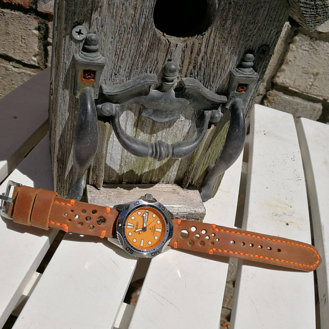 watch band perforated rally brown