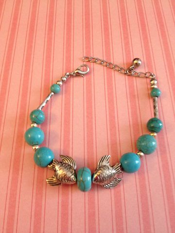 Tibetan,Silver,Bracelet,with,Natural,Turquoise,Stones,&,Fishies,butterfly bracelet, turquoise bracelet, turquoise, Tibetan bracelet, Tibetan jewelry