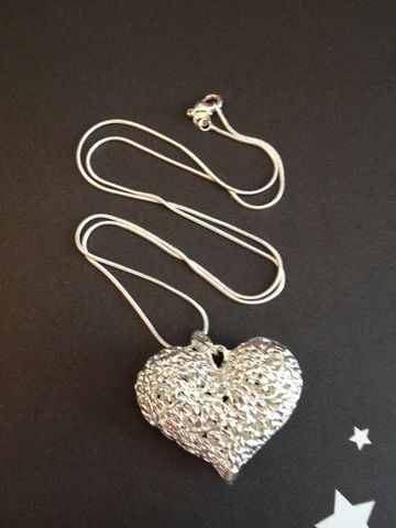 .925,Silver,Plated,Heart,Pendant,on,Sterling,Snake,Chain,Sterling Silver Heart Pendant, Sterling Silver Chain, Heart Necklace, Silver Heart Necklace, Necklace, Gift, Valentine's Day Gift, Christmas Gift
