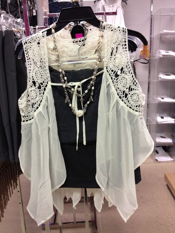 Romantic,Chiffon,Crocheted,Do,&,Be,Vest,in,Ivory,vest, crochet, lace, crochet lace vest