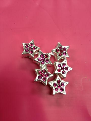 Euro,Bead,Star,Charm,With,Rose,Crystals,Silver,Plated,Fits,Bracelet,Euro Bracelet, Pandora, Troll Beads, Love Links, Biagi, Zoppini, Persona, Pugster, Luv Links, European Bead, Euro Bead, Euro Beads