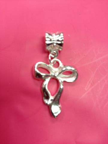 Euro,Bead,Bow,Dangle,Charm,Sterling,Silver,Plated,Fits,Bracelets,Euro Bracelet, Pandora, Troll Beads, Love Links, Biagi, Zoppini, Persona, Pugster, Luv Links, European Bead, Euro Bead, Euro Beads