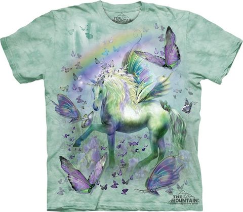 The,Mountain,Unicorn,and,Butterflies,Eco-Friendly,T-Shirt,The Mountain T-Shirt, Unicorn T-shirt, Butterfly T-shirt,  Eco-Friendly T-Shirt, eco-friendly, Light Green T-Shirt