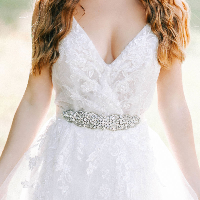 BHLDN Osmonda Belt (Opal & silver crystals) XS Luxe Opal and Clear Crystal Bridal Belt with Pear Shaped  main image 3