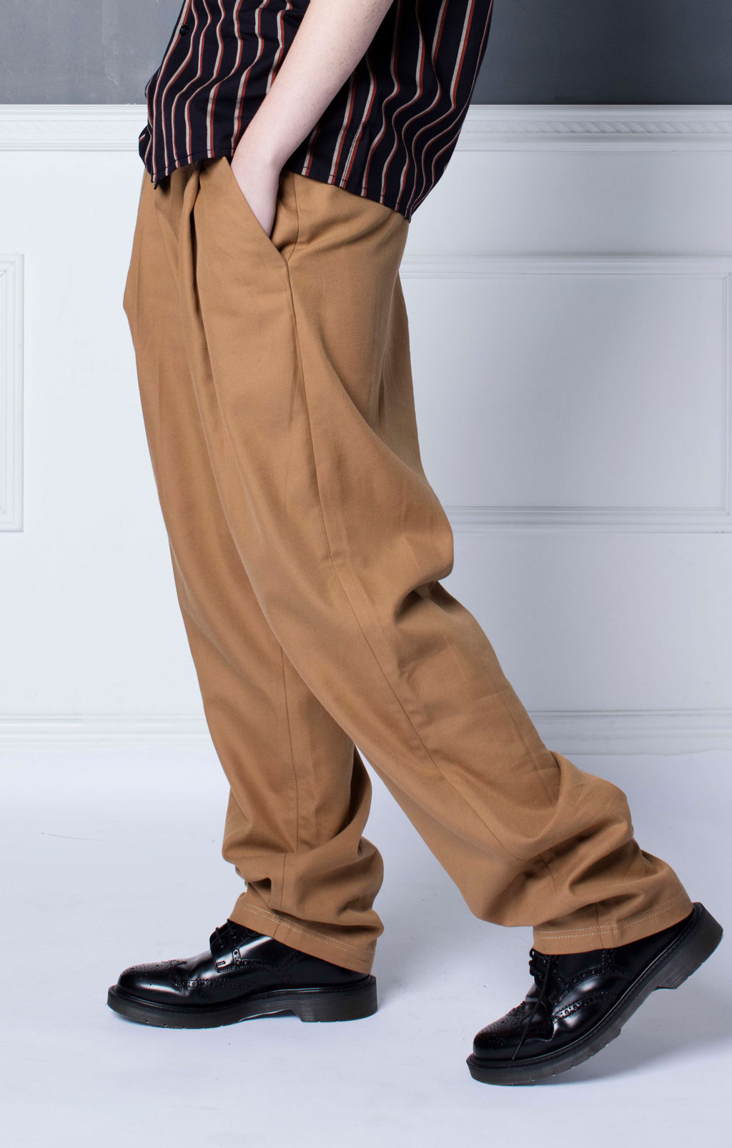 Wide Pleated Khaki Chino