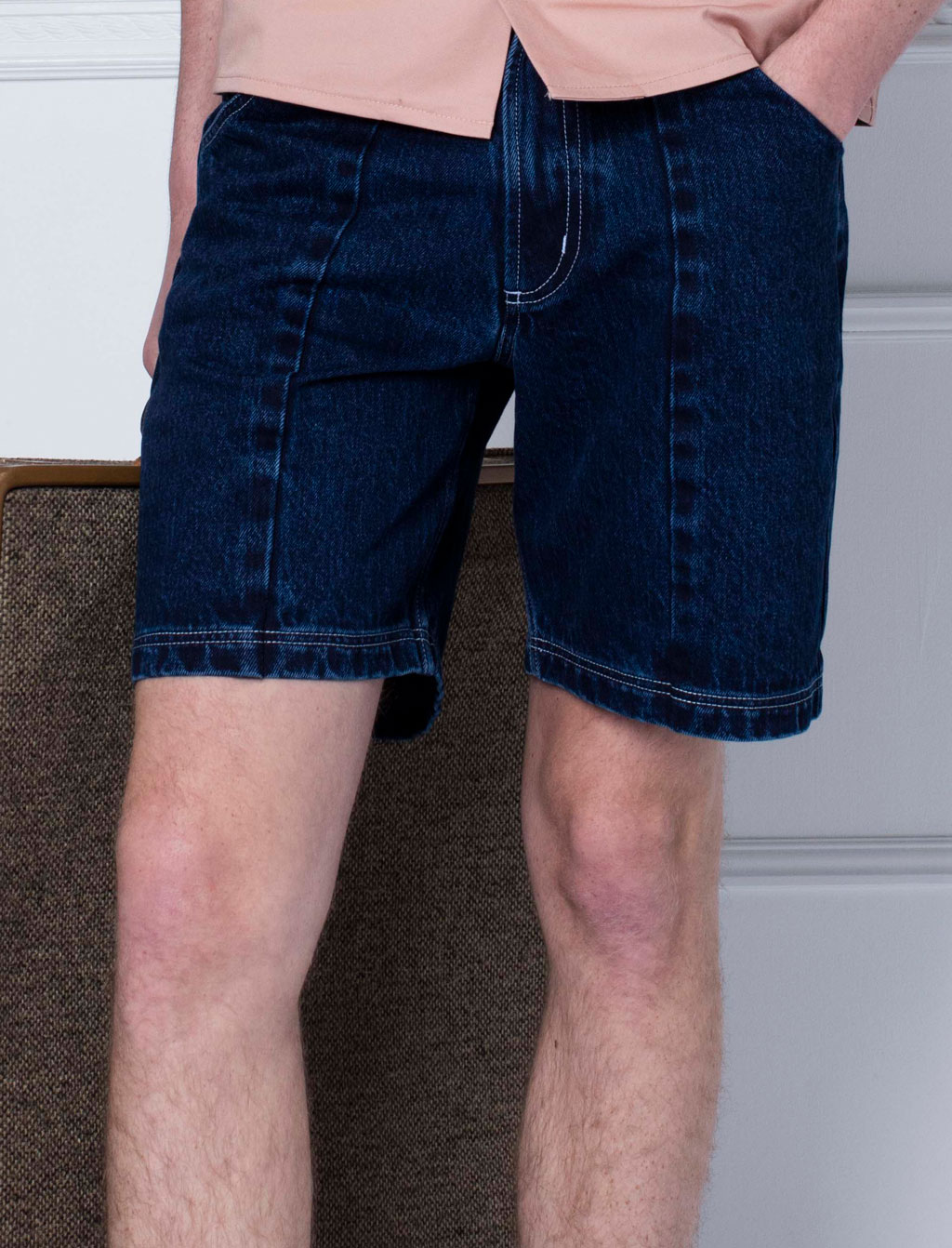 Pleated Jean Shorts