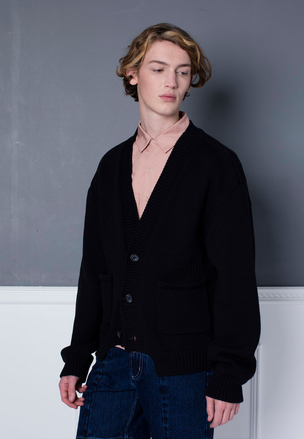 Black Ribbed Waist Cardigan