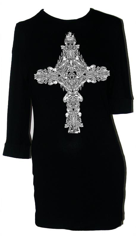 Black Gothic Cross Jersey Tunic Dress by Belle Sauvage - product images  of 