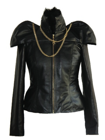 Skull,&,Fishbone,Chains,Leather,Jacket