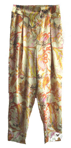 Carrot,Pants,Yellow,Flowers,Leopard by Belle Sauvage Spring Summer 2013 Carrot Pants Yellow Flowers. Ready to wear Fashion. Belle Sauvage London.