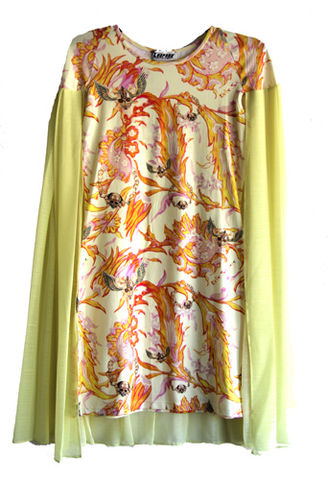 Chiffon,Cape,dress,Yellow,Flowers,Leopard by Belle Sauvage Spring Summer 2013 Chiffon Cape dress Yellow Flowers. Ready to wear Fashion. Belle Sauvage London.