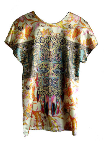 Satin,Tunic,Ornamental,Feathers,Leopard by Belle Sauvage Spring Summer 2013 Satin Tunic Ornamental Feathers. Ready to wear Fashion. Belle Sauvage London.