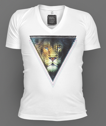 Lion,Vision,deep v-neck, deep v-neck graphic t-shirts, mens graphic t-shirt, graphic t-shirts, tees, slim fit, mens, danyeyi, organic, graphic tees, uk,  wearable art,  independent label