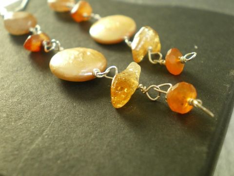 Summertime,Sterling,Silver,earrings,Jewelry,Earrings,Beaded,jewellery,elegant,dainty,beaded,yellow_orange,carnelian,sterling_silver,kalicat,chic_long_dangle,teamfrench,uk,europeanstreetteam,sterling,silver,pearls,ag,925,citrine,sunstone