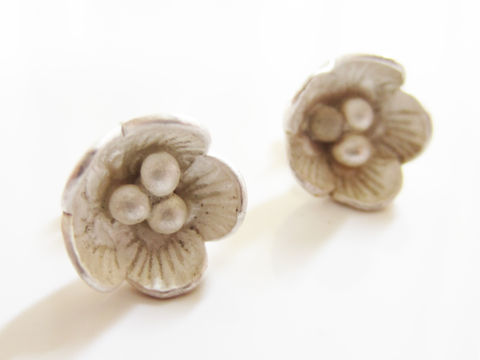 Sterling,Silver,flower,Ear,Studs,-,Big,Blum,Jewelry,Earrings,Post,sterling silver,flowers,floral,uk,jewellery,small,blossoms,oxidised,ear studs,black,romantic,girls,sterling,silver,ag,925,oxidized