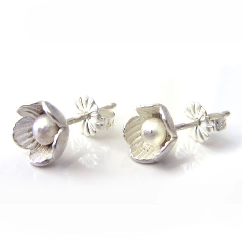 flower,Ear,studs,in,sterling,silver,Jewelry,Earrings,london,jewellery,jedeco,stud earrings,flowers,floral,blooms,metalwork,kalicat,uk_srjad,woman_her_mom,romantic,post earrings,silver ear studs,925,ag,sterling silver,argent,silber,argent massif