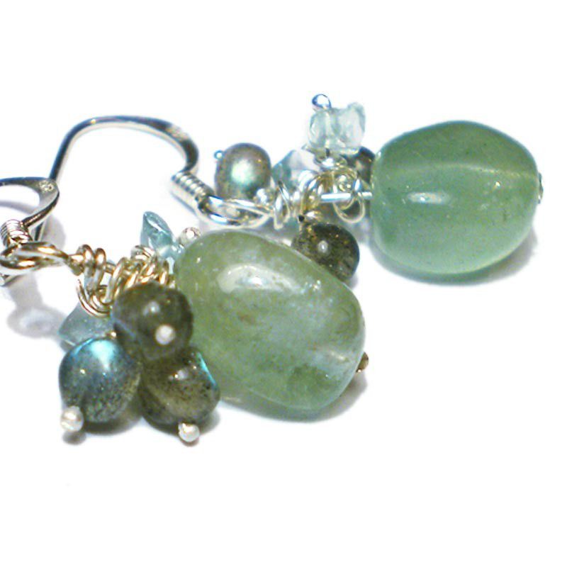 Marina Aquamarine And Labradorite Earrings In Sterling Silver Marina Aquamarine And Labradorite Earrings In Sterling Silver Product Images Of