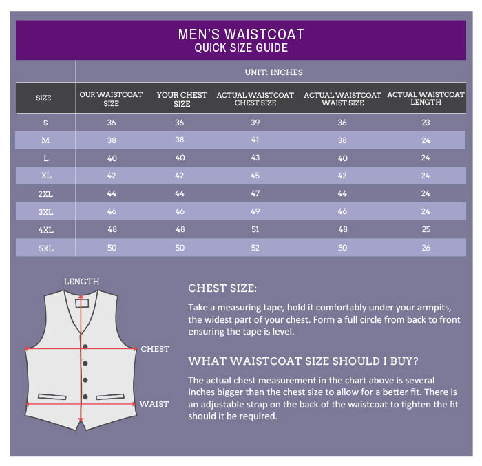 Groomsmen waistcoat sizes