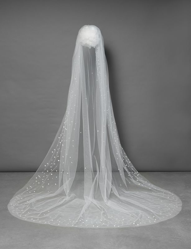 Single Layered Falling Star Effect Sequin Edge Cathedral Length