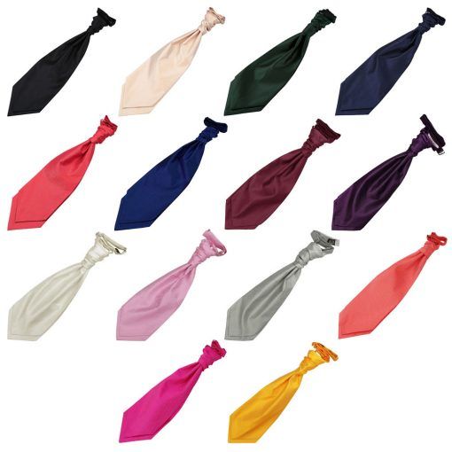 DQT Satin Plain Solid Royal Blue Wedding Pre-Tied Boys Cravat