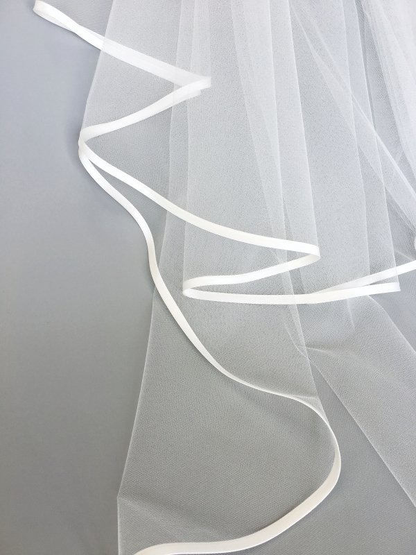 bespoke veils, bespoke wedding veils, bespoke bridal veils, bespoke 3mm satin ribbon edge veil, wedding hair accessories